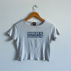 Vintage 1999 Harley Davidson Graphic Lettuce Edge Daytona Florida Crop Top